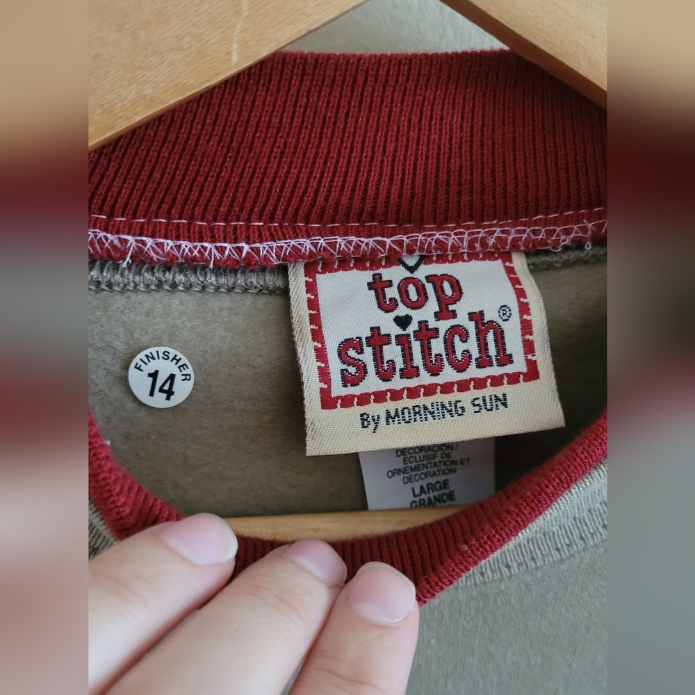 Vtg Top Stitch Embroidered Birdfeeder Pullover Sweatshirt, Women's L, Tan & Red - Picture 3 of 8